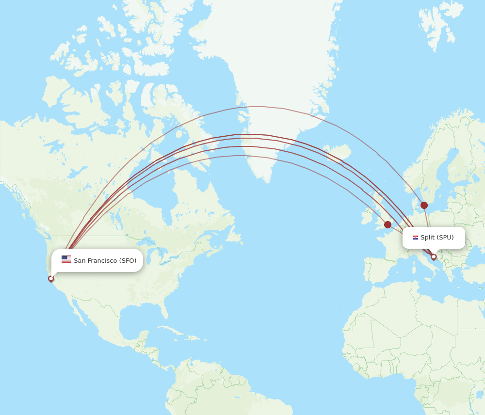 SPU-SFO flight routes