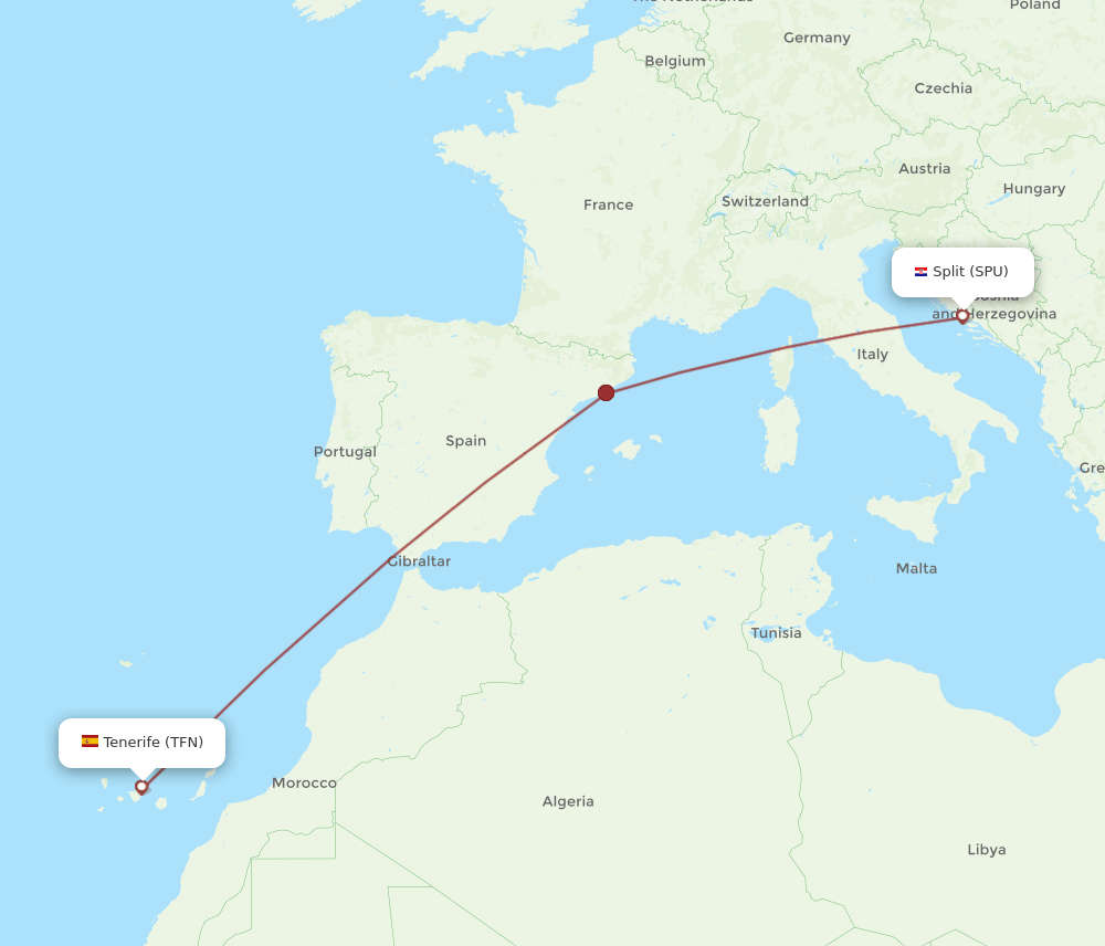Tenerife - Split route map and flight paths