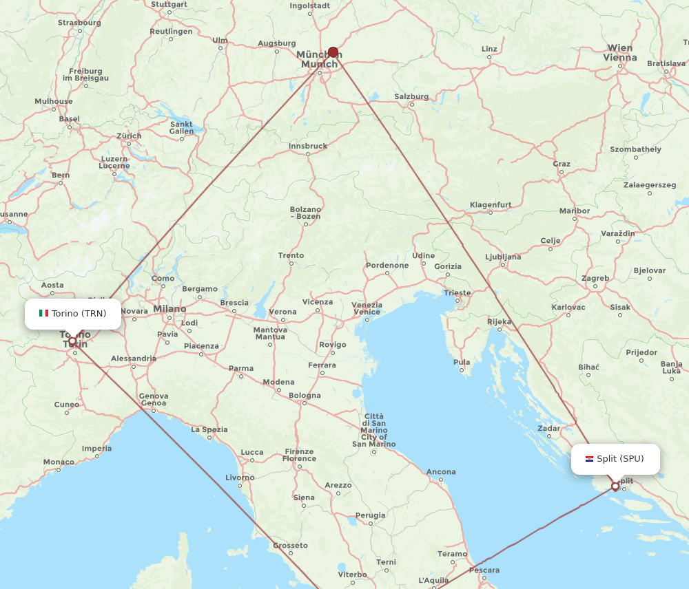 SPU to TRN flights and routes map