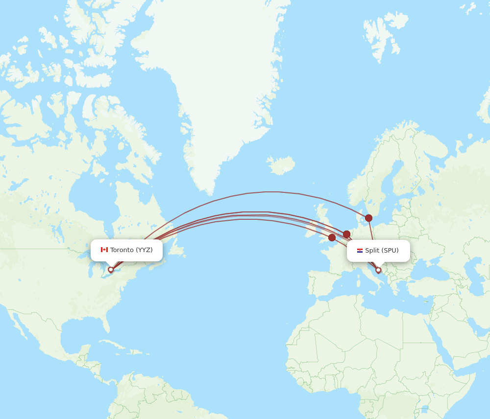 SPU-YYZ flight routes