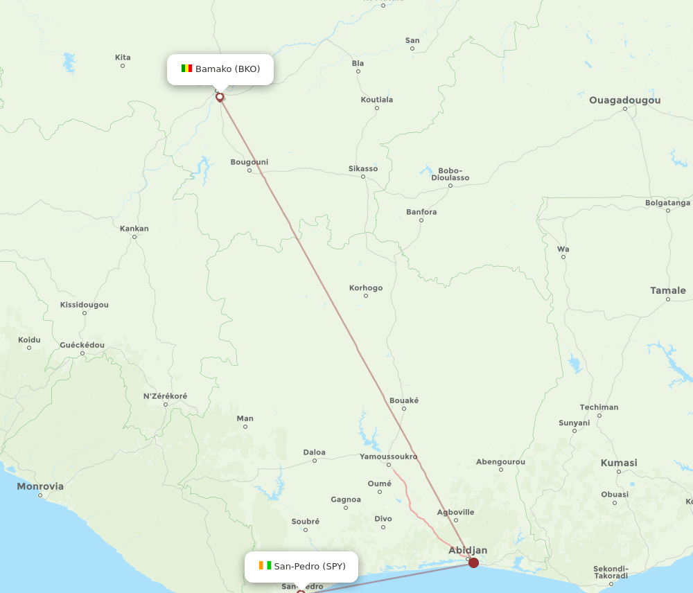 SPY-BKO flight routes