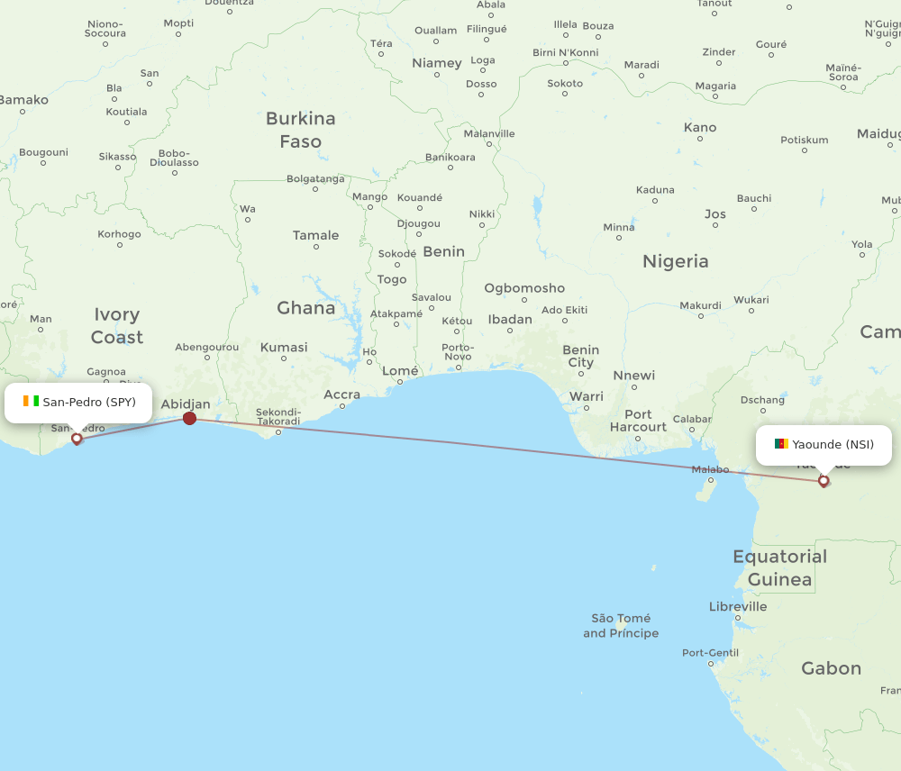 SPY to NSI flights and routes map