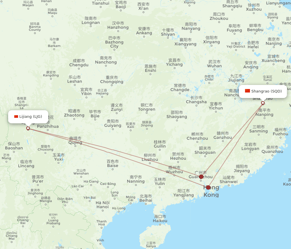 SQD to LJG flights and routes map