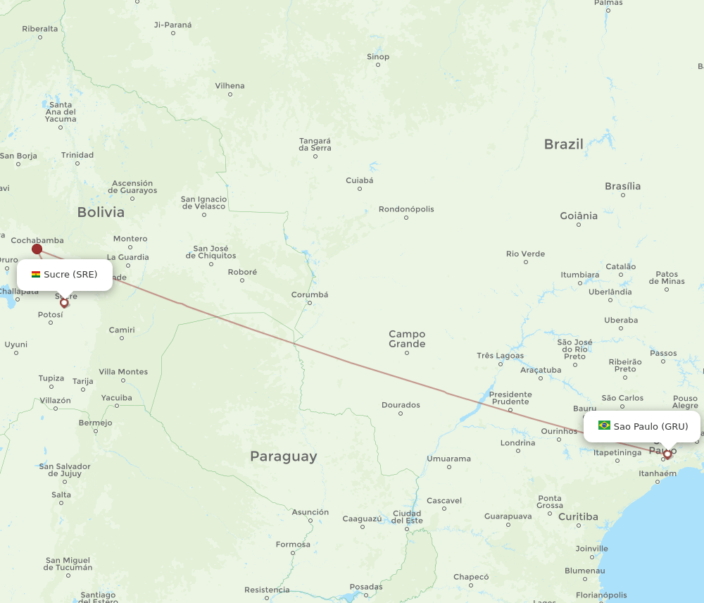 SRE-GRU flight routes