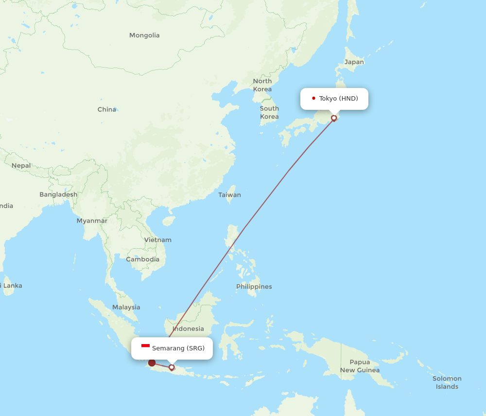 SRG to HND flights and routes map