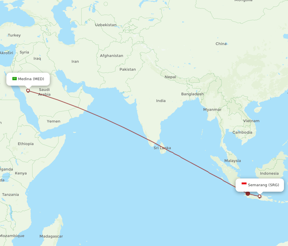 SRG to MED flights and routes map