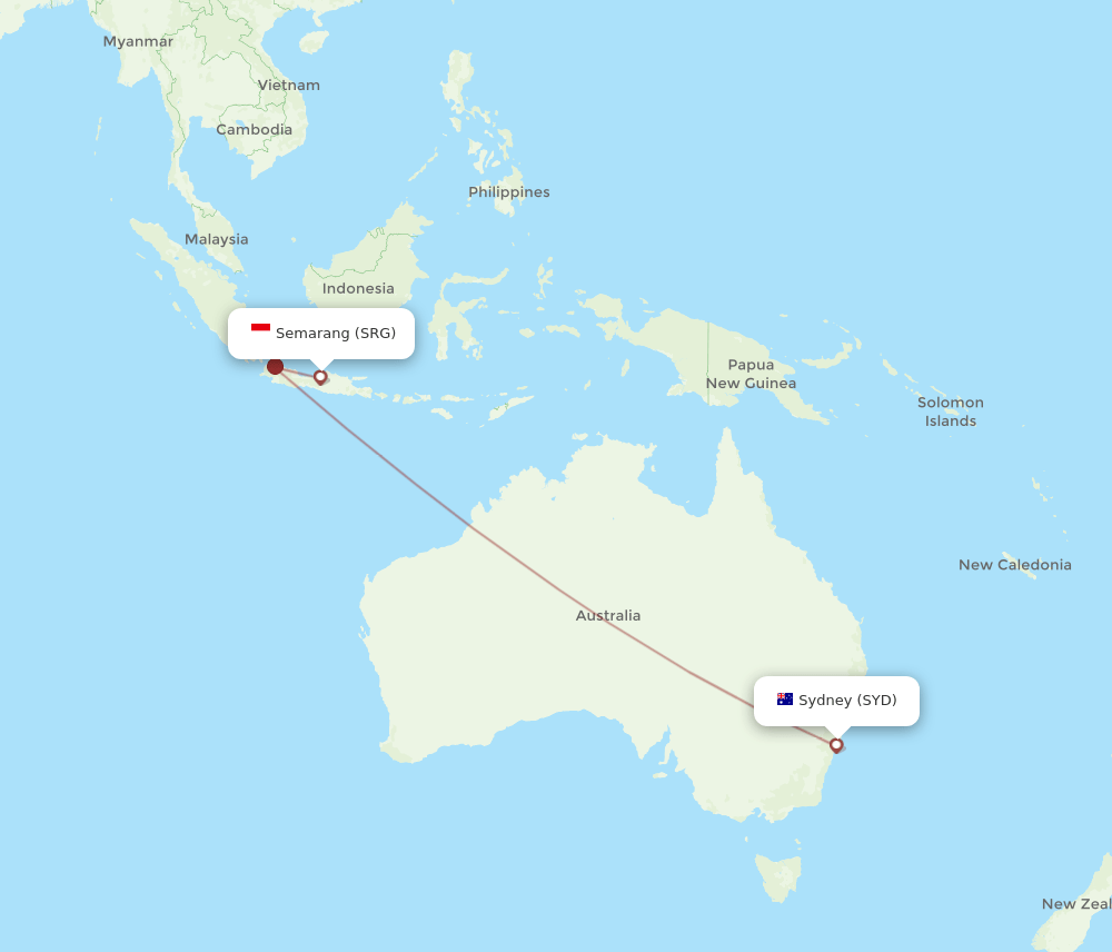 SRG-SYD flight routes
