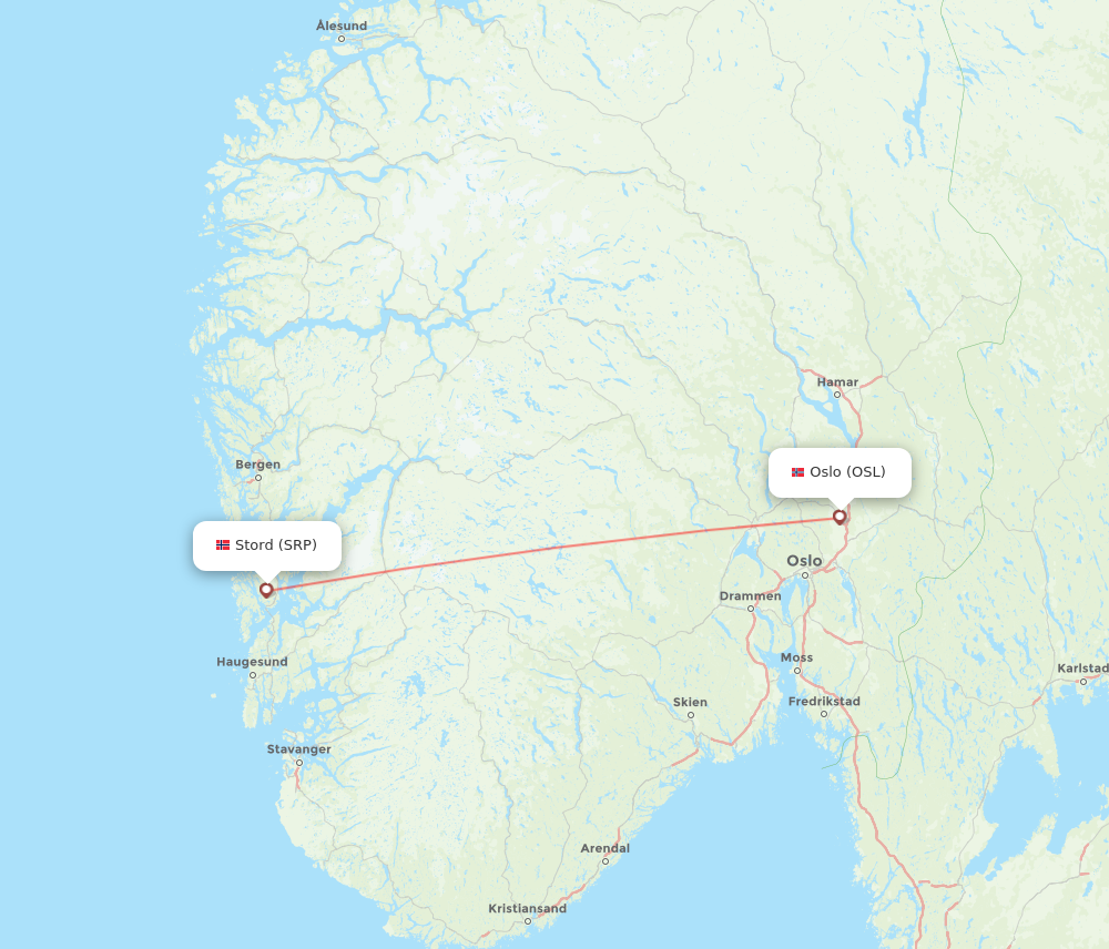 SRP to OSL flights and routes map