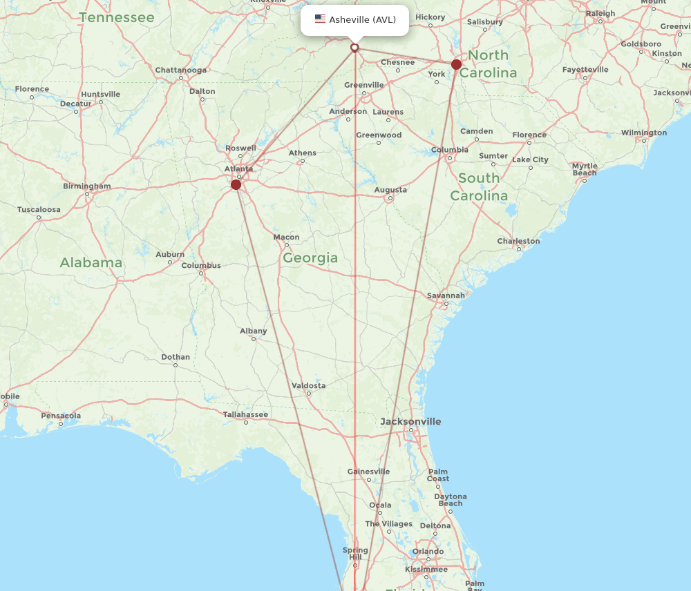 SRQ-AVL flight routes
