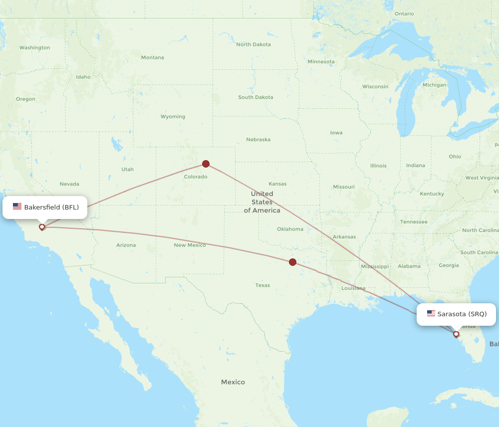 SRQ-BFL flight routes
