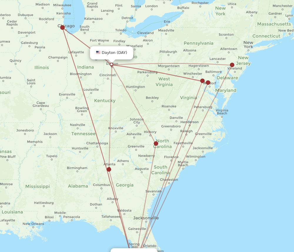 SRQ-DAY flight routes