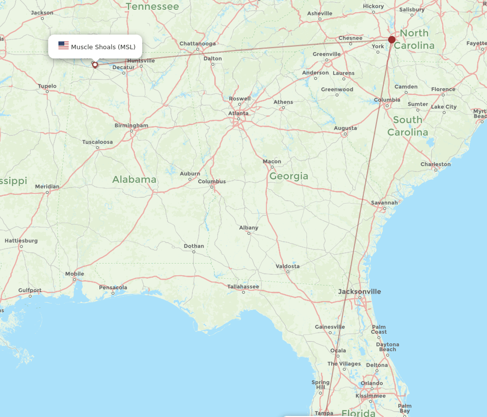 SRQ-MSL flight routes