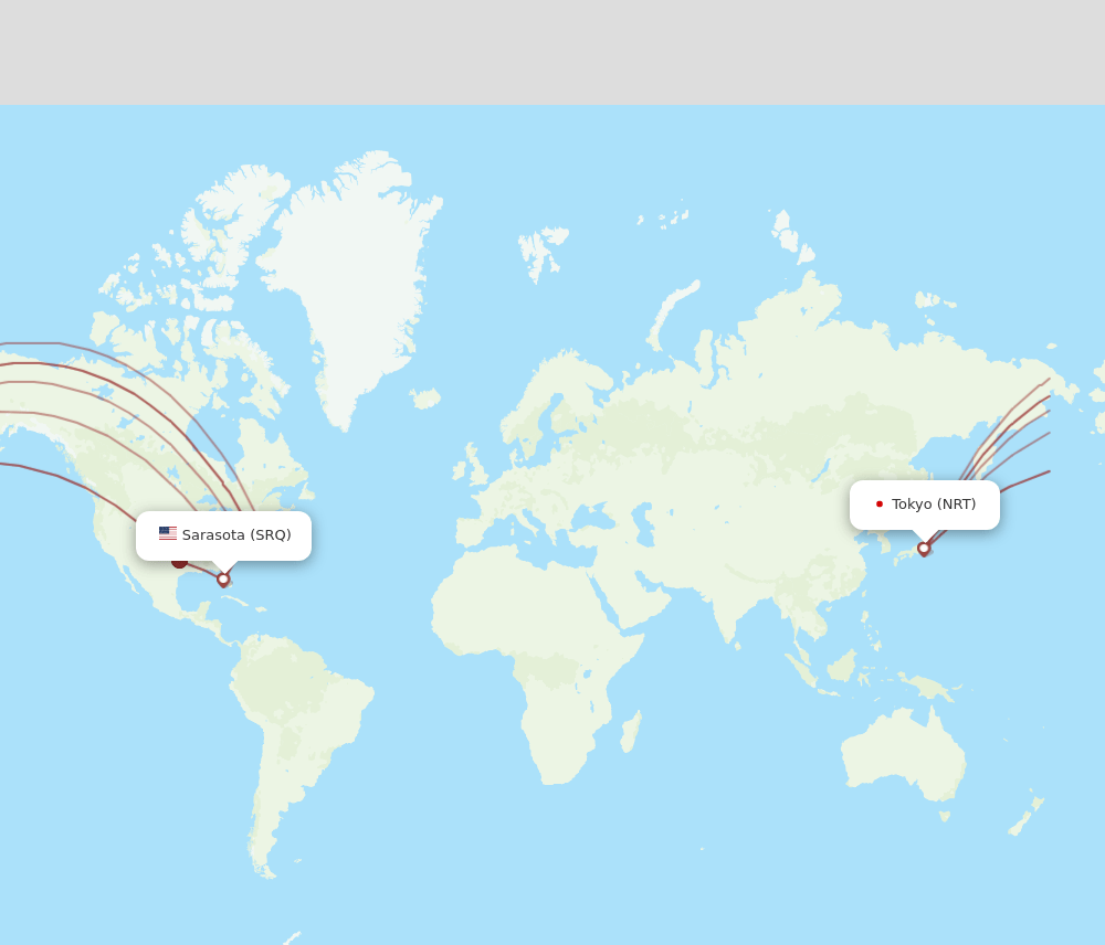 SRQ-NRT flight routes