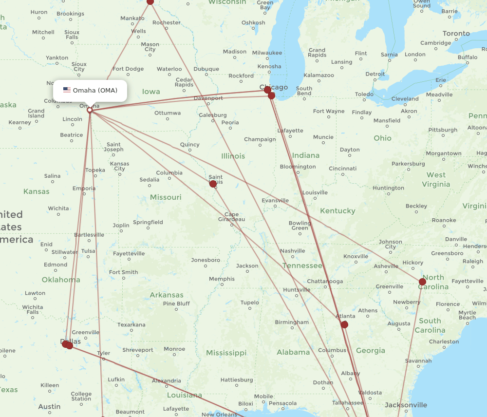 SRQ-OMA flight routes