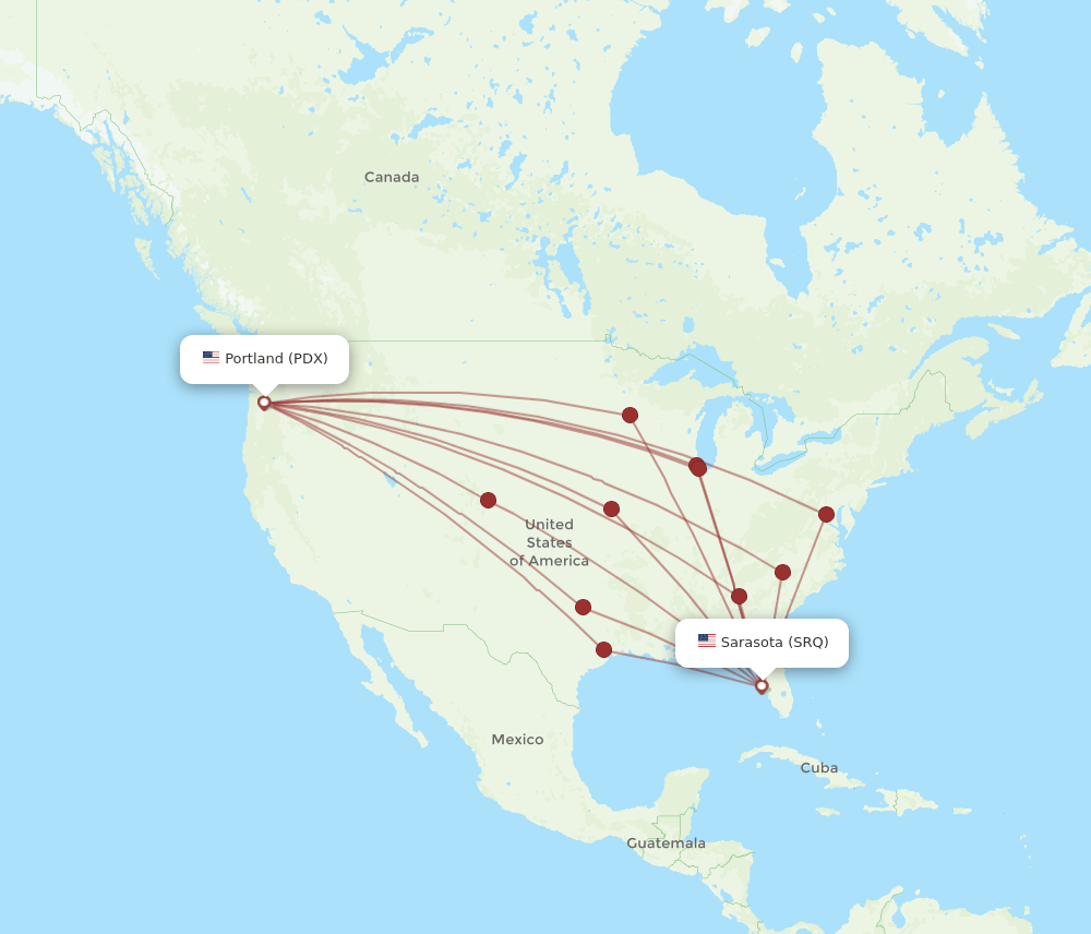 SRQ-PDX flight routes