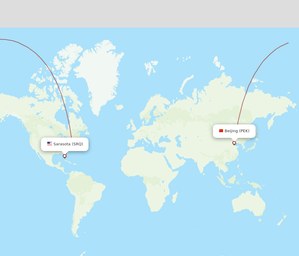 SRQ-PEK flight routes