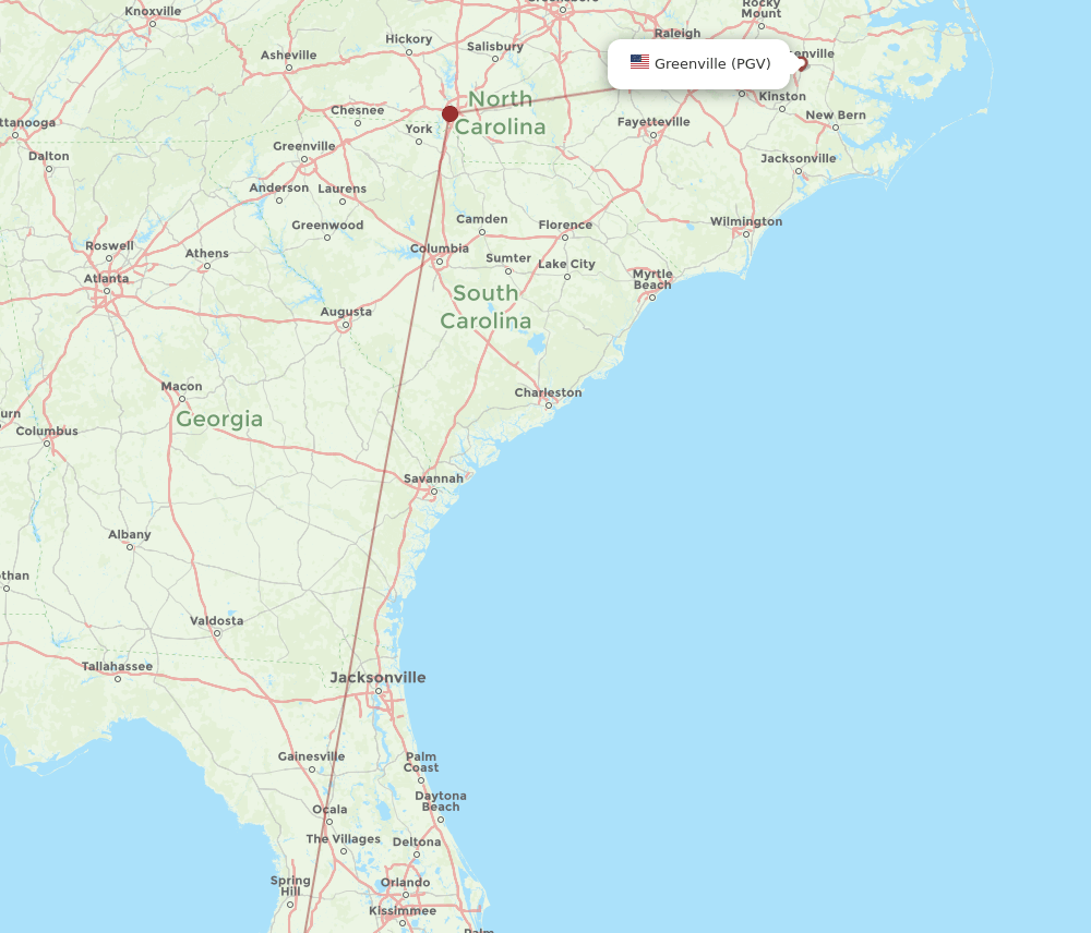 SRQ-PGV flight routes