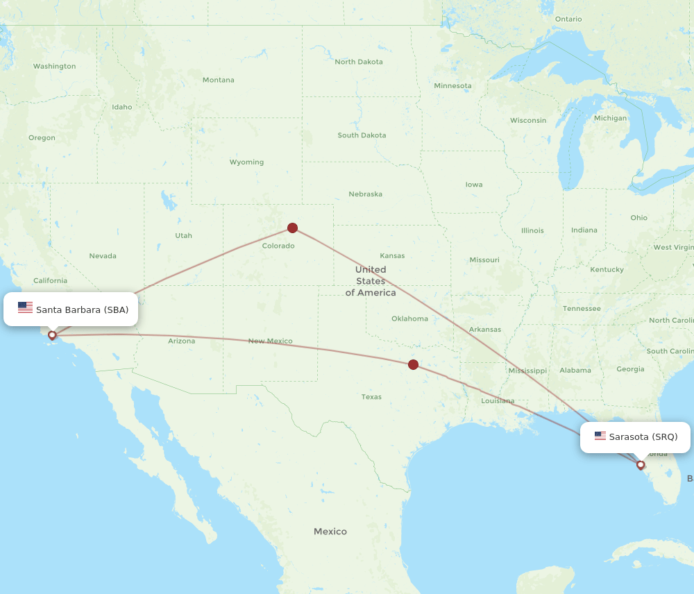 SRQ-SBA flight routes