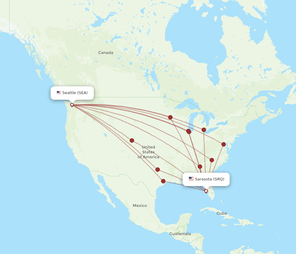 SRQ-SEA flight routes