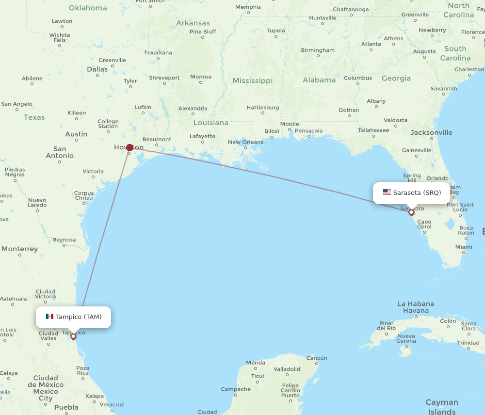 SRQ to TAM flights and routes map