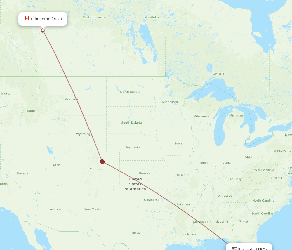 SRQ-YEG flight routes