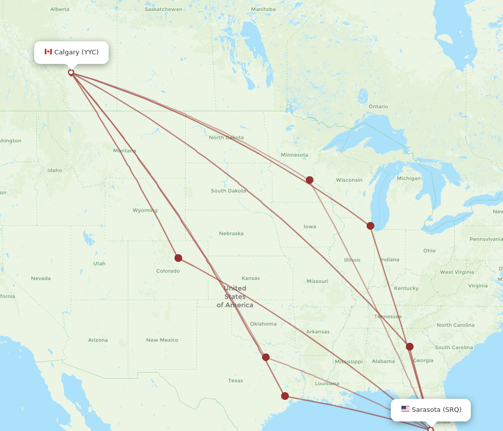 SRQ-YYC flight routes