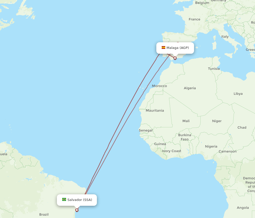 SSA to AGP flights and routes map