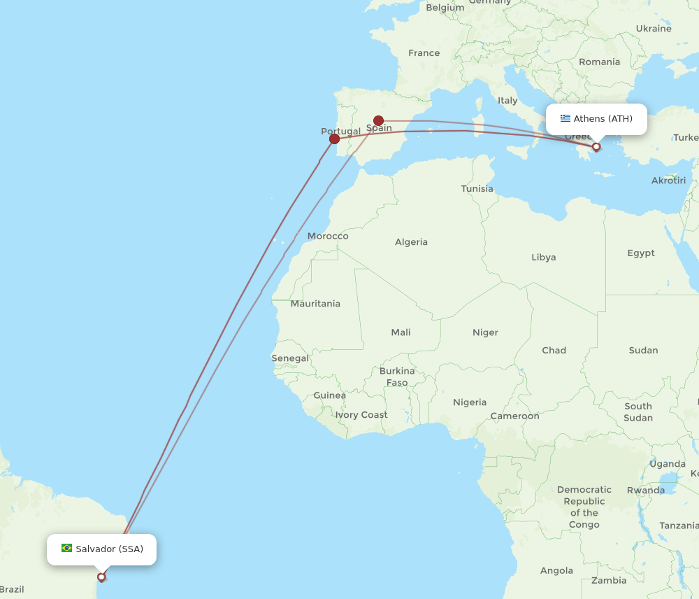 SSA-ATH flight routes