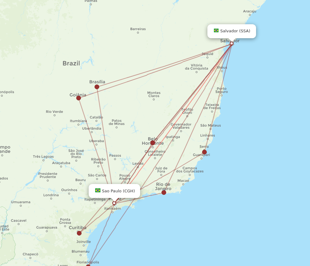 SSA to CGH flights and routes map