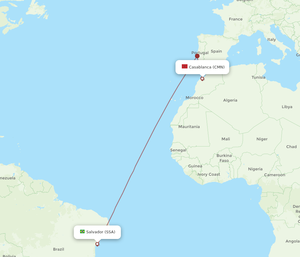 SSA to CMN flights and routes map