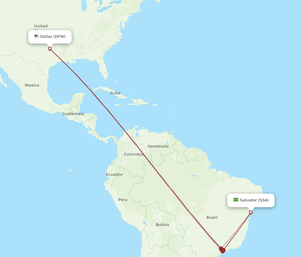 SSA-DFW flight routes