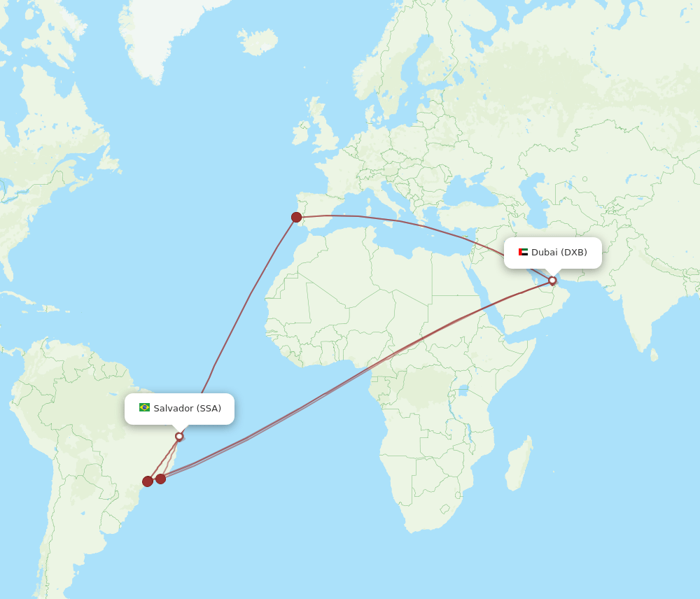 SSA-DXB flight routes