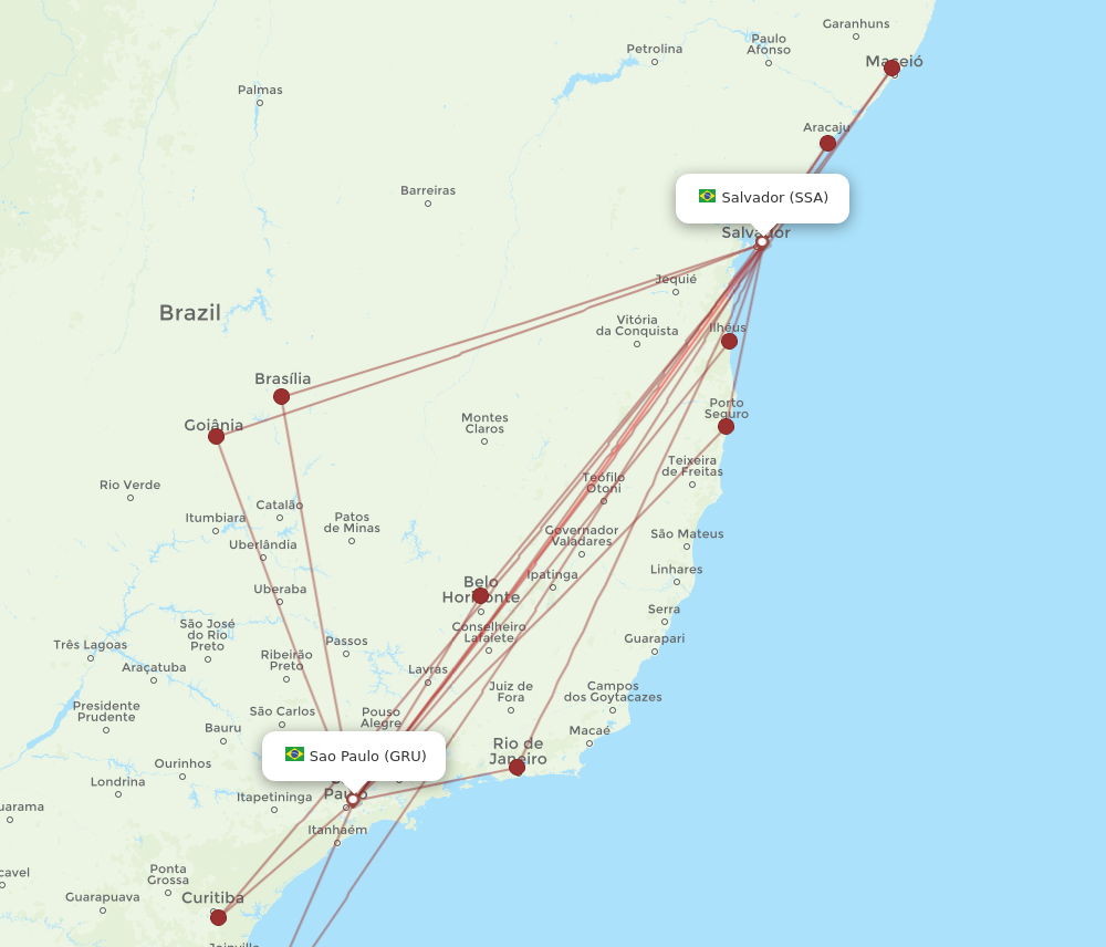 SSA to GRU flights and routes map