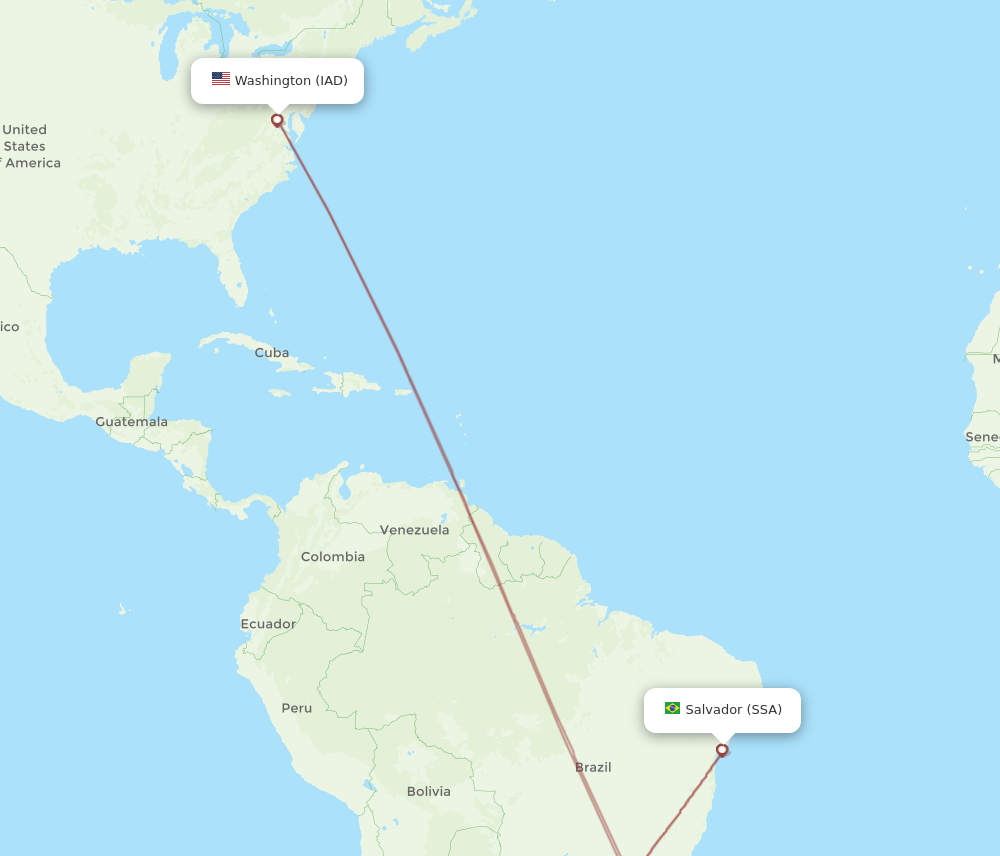 SSA-IAD flight routes