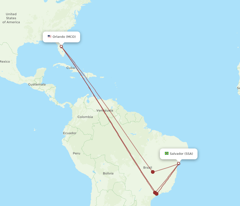 SSA-MCO flight routes