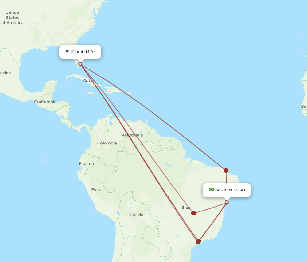 SSA-MIA flight routes