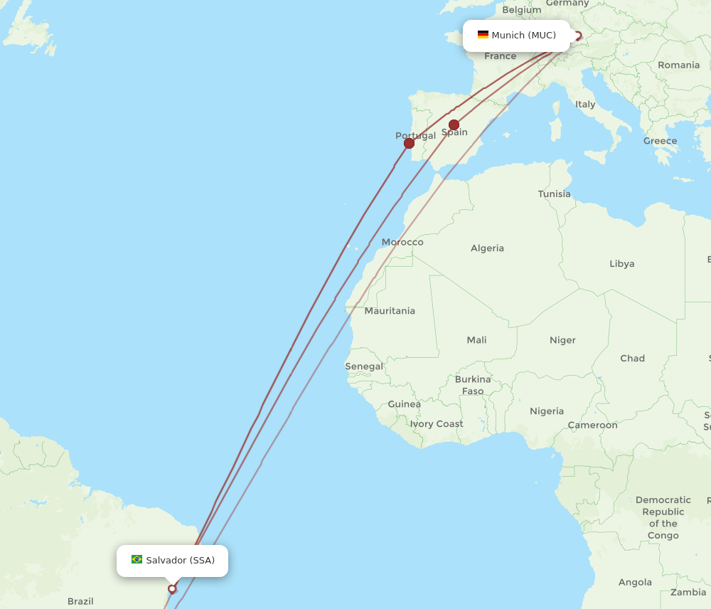 SSA-MUC flight routes