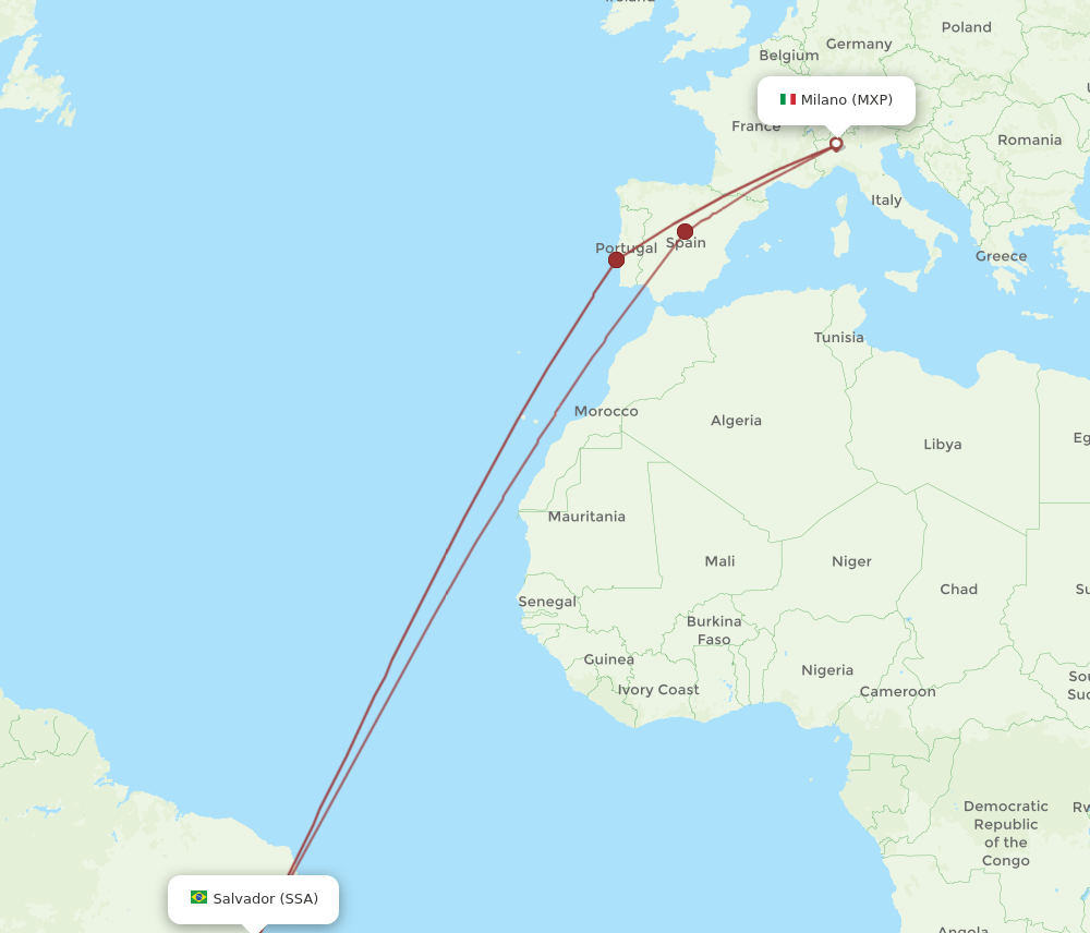 SSA-MXP flight routes