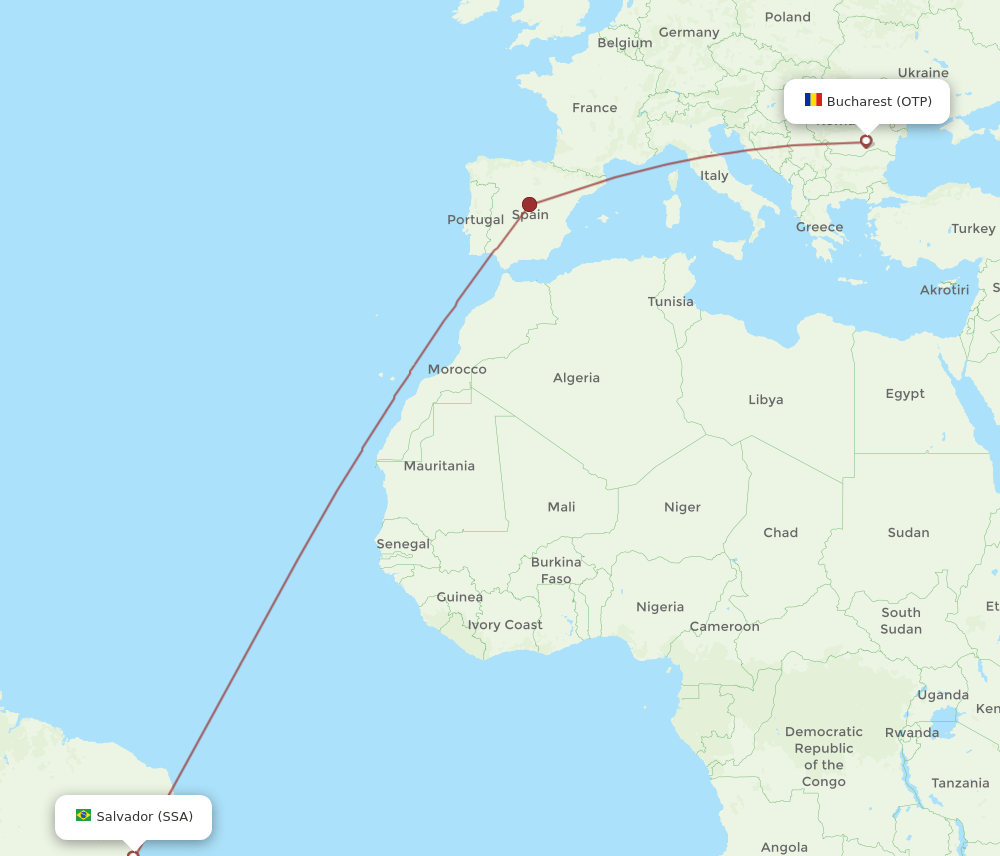 SSA to OTP flights and routes map