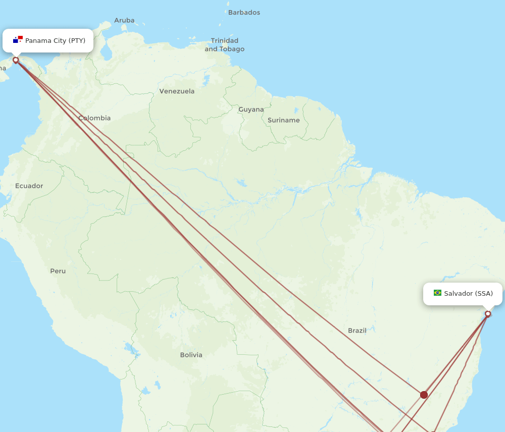 SSA-PTY flight routes
