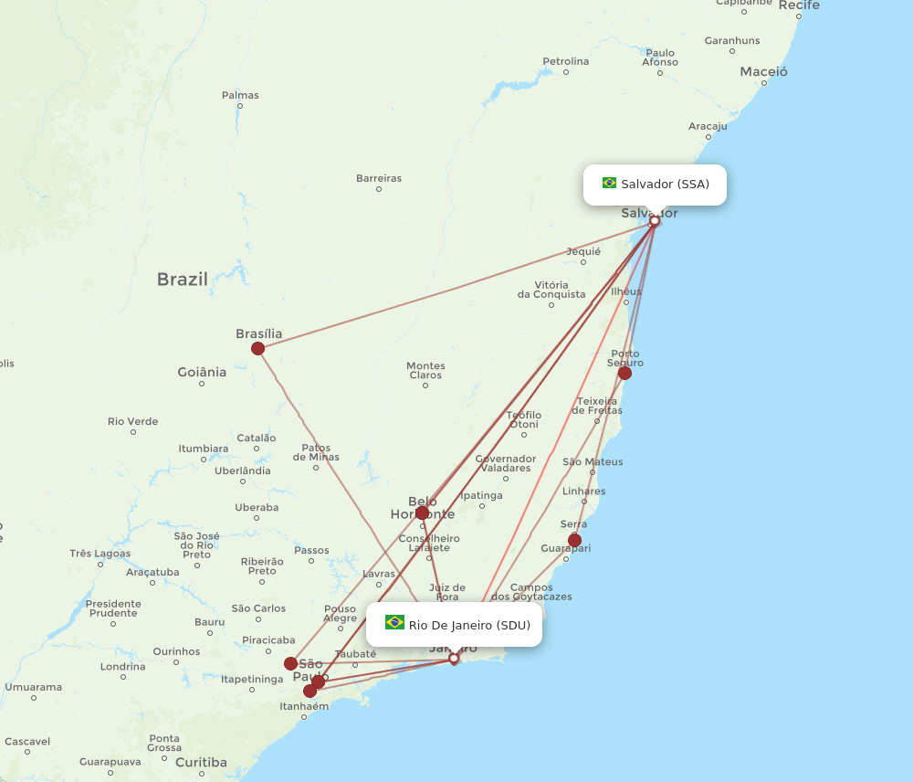 SSA-SDU flight routes
