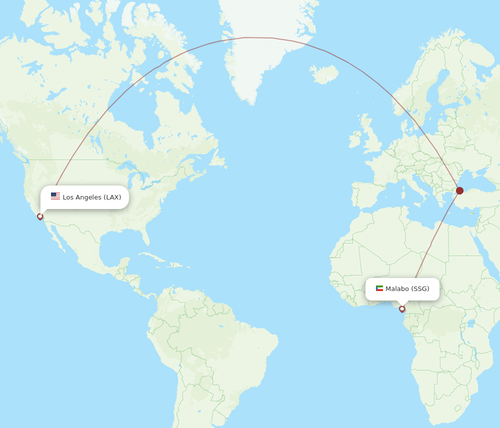 SSG-LAX flight routes