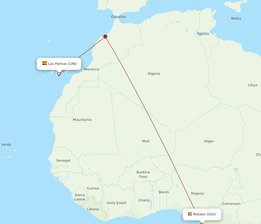 LPA to SSG flights and routes map
