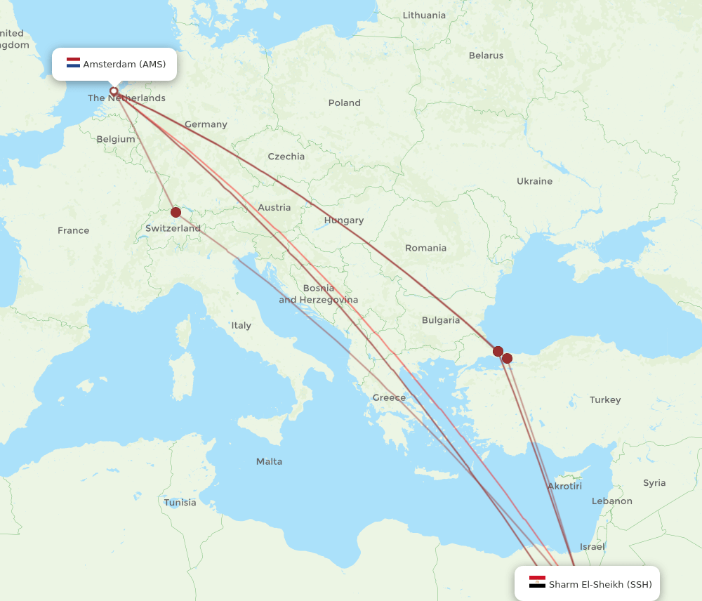 SSH-AMS flight routes