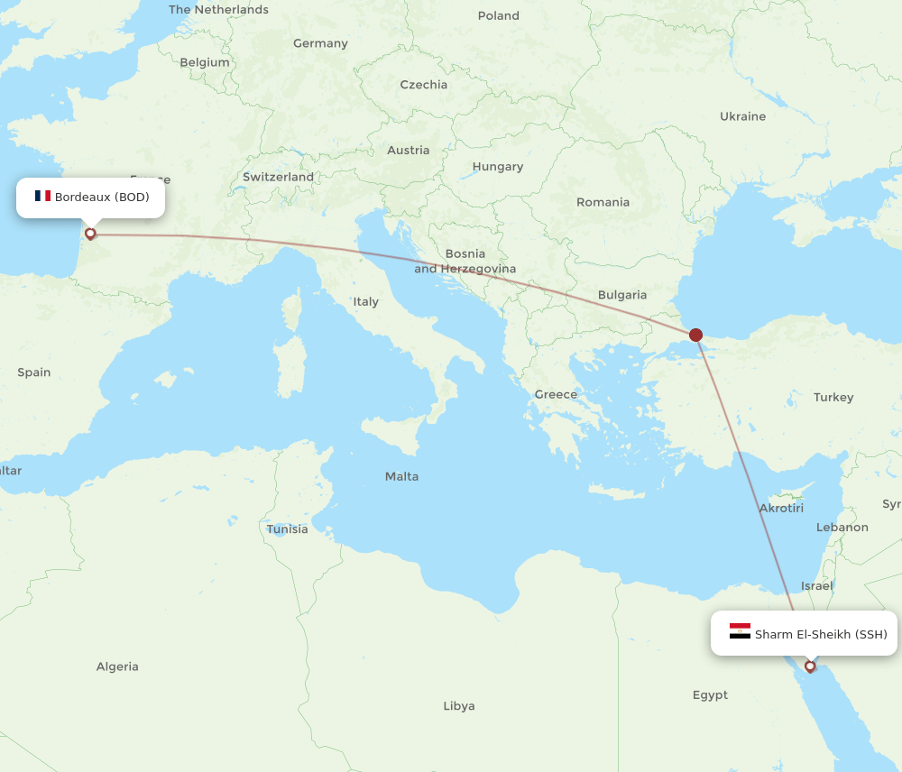 SSH-BOD flight routes