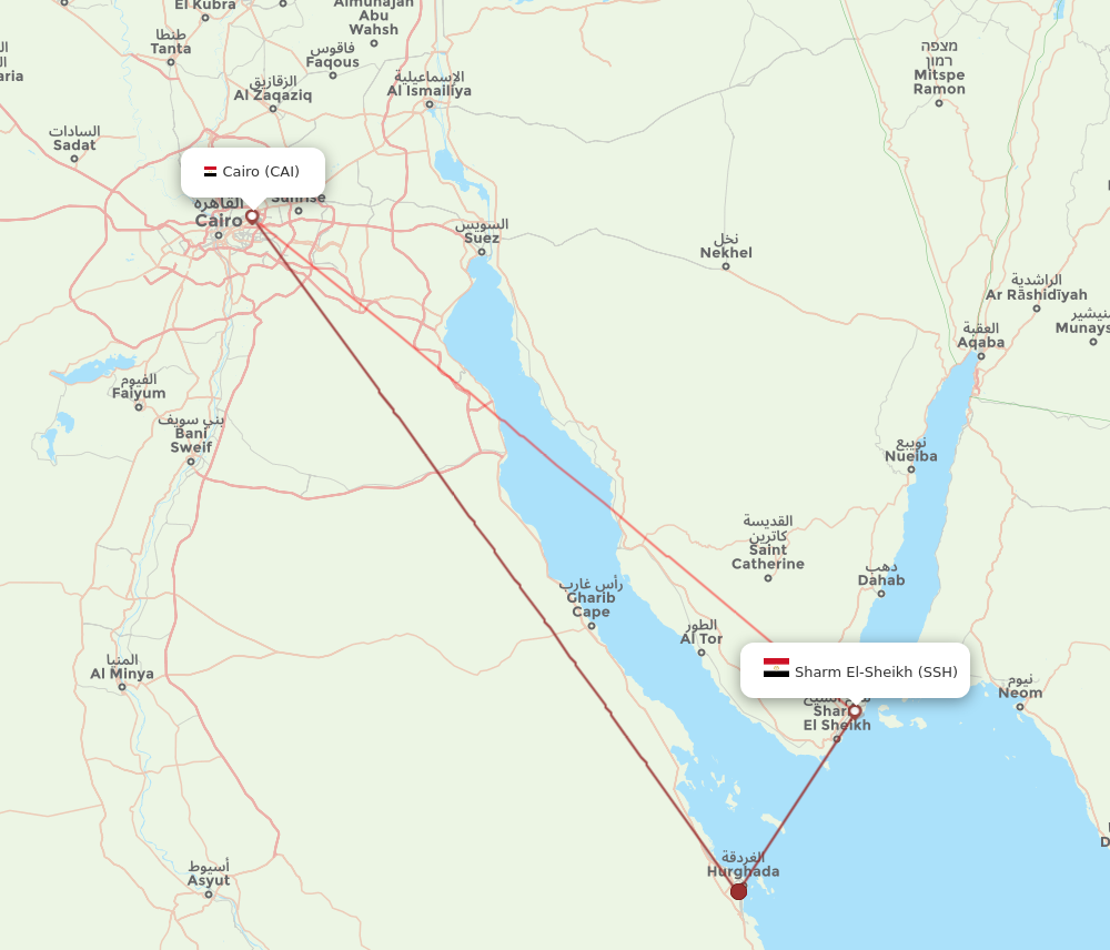 SSH to CAI flights and routes map