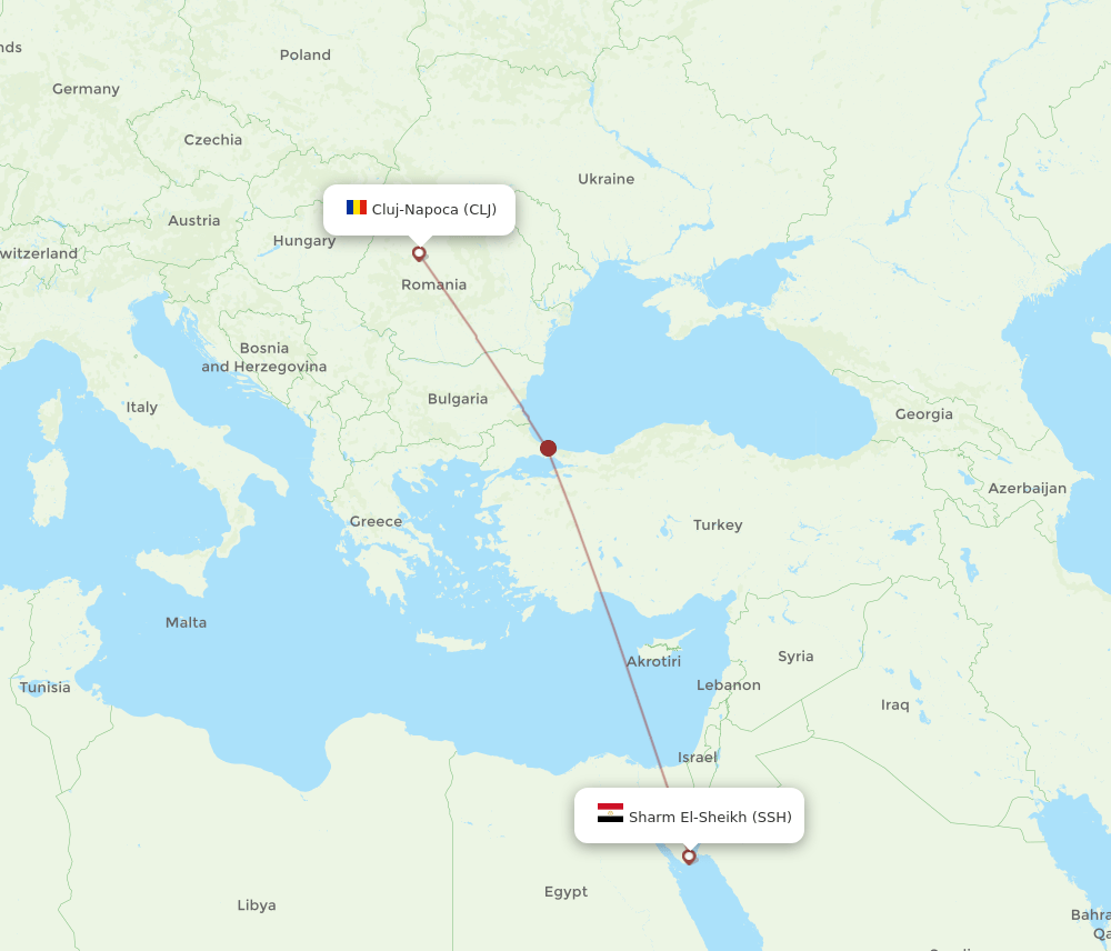 SSH to CLJ flights and routes map