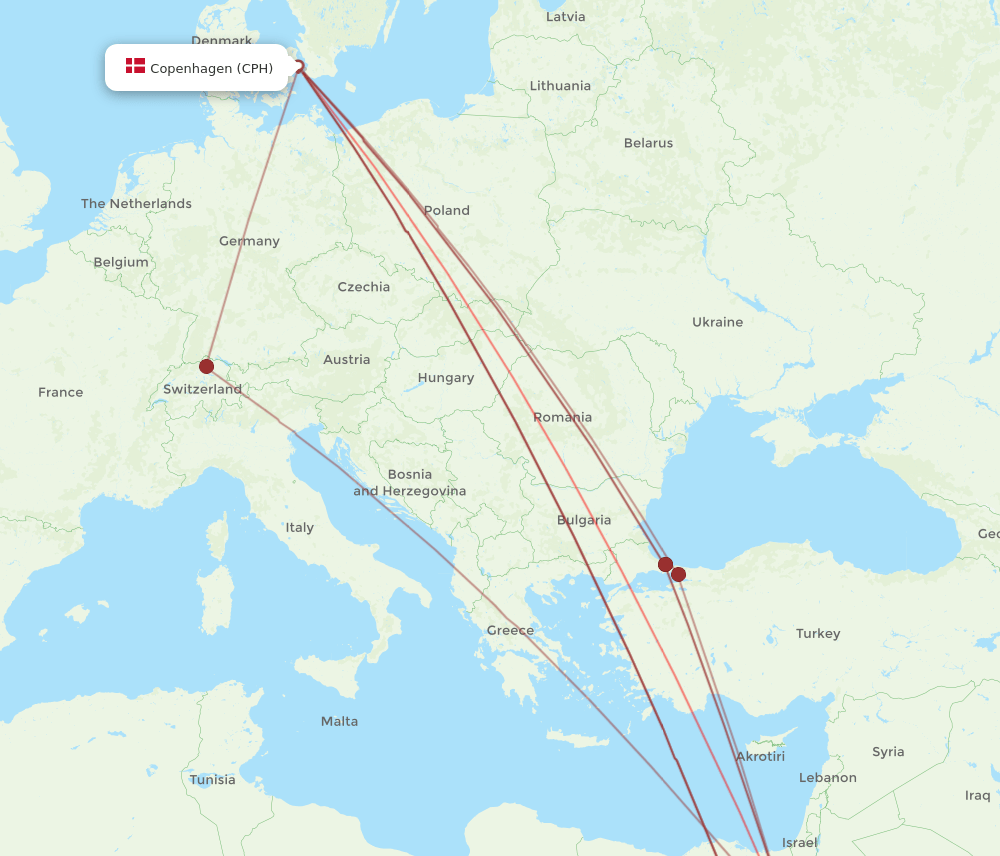 SSH-CPH flight routes
