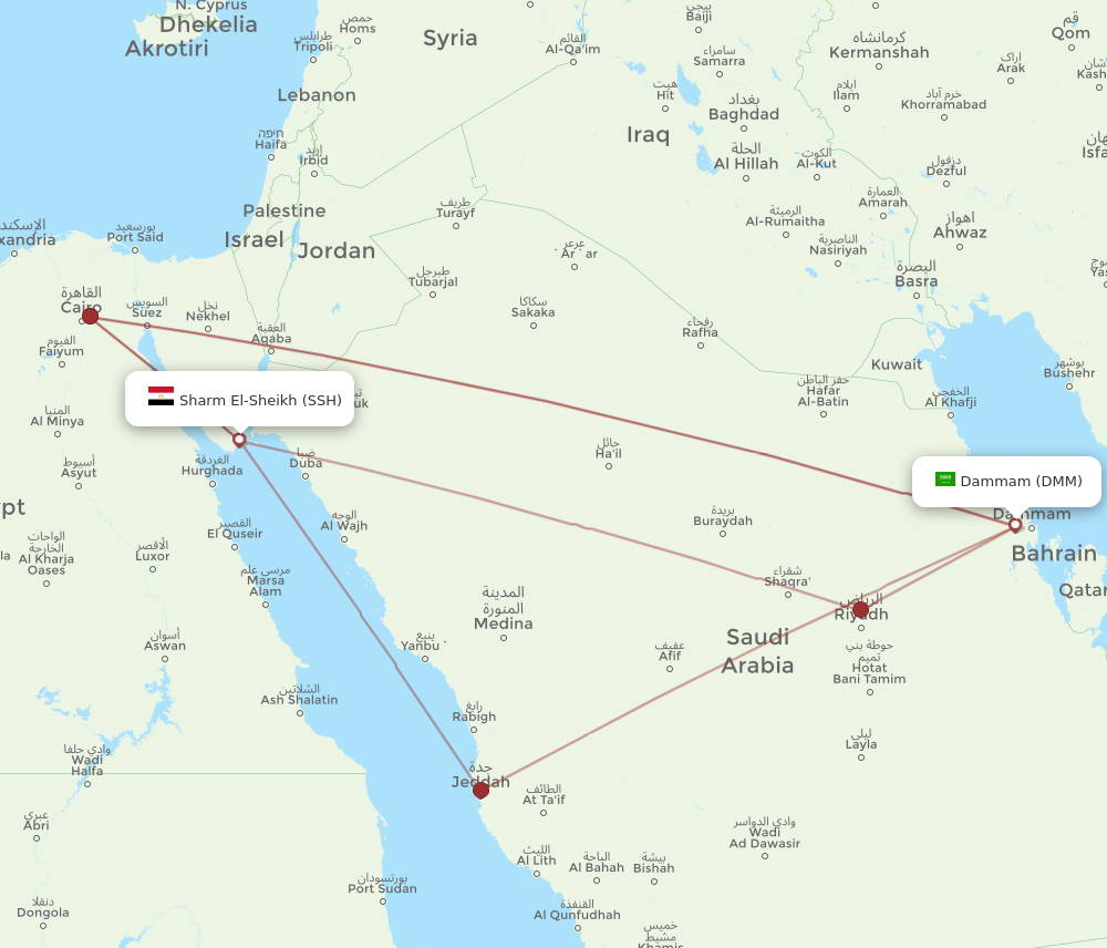 SSH to DMM flights and routes map