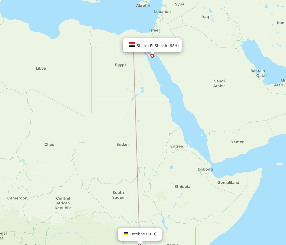 SSH to EBB flights and routes map